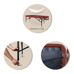 Massageliege Zen Stronglight II, Details, burgund
