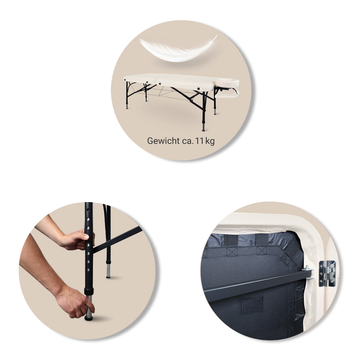 Massageliege Zen Stronglight II, Details, creme
