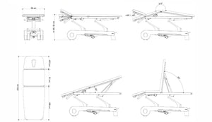 Naggura NRun 3, Therapieliege, 3 Segmente, technische Zeichnung