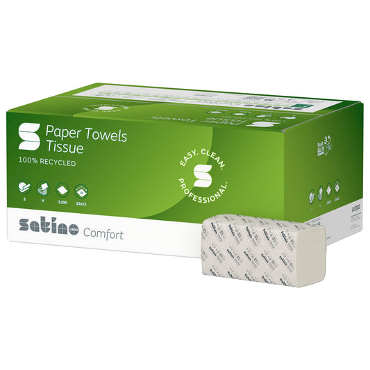 Essuie-tout WEPA Satino Comfort plié en V 25x23 cm 3200 feuilles