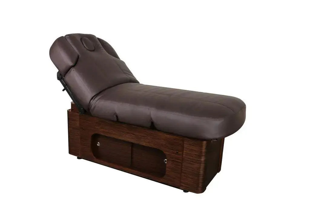 Sonia elektrische Spa und Wellnessliege Eris, braun, Vollansicht mit Lehne angeklappt