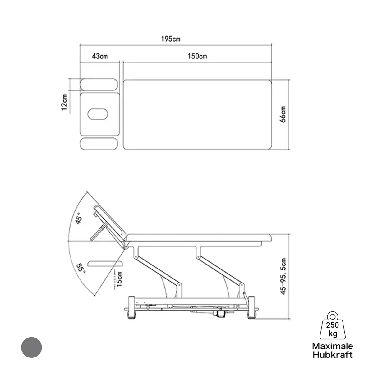 Therapielie elektrisch, Coinfycare Paris, Skizze, Farbe: Dunkelgrau