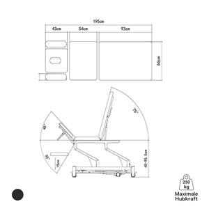 Therapieliege elektrisch, Coinfycare Barcelona, Skizze, Farbe: Schwarz