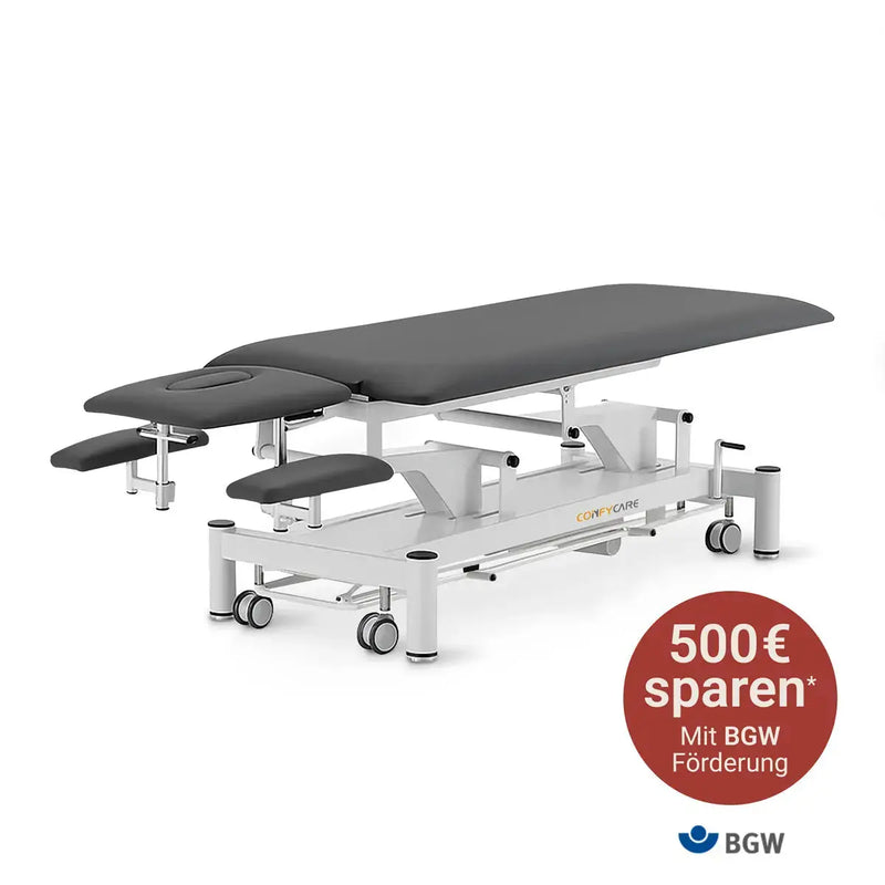 Therapieliege elektrisch, Coinfycare Paris, Vollansicht, Farbe dunkelgrau, förderfähig
