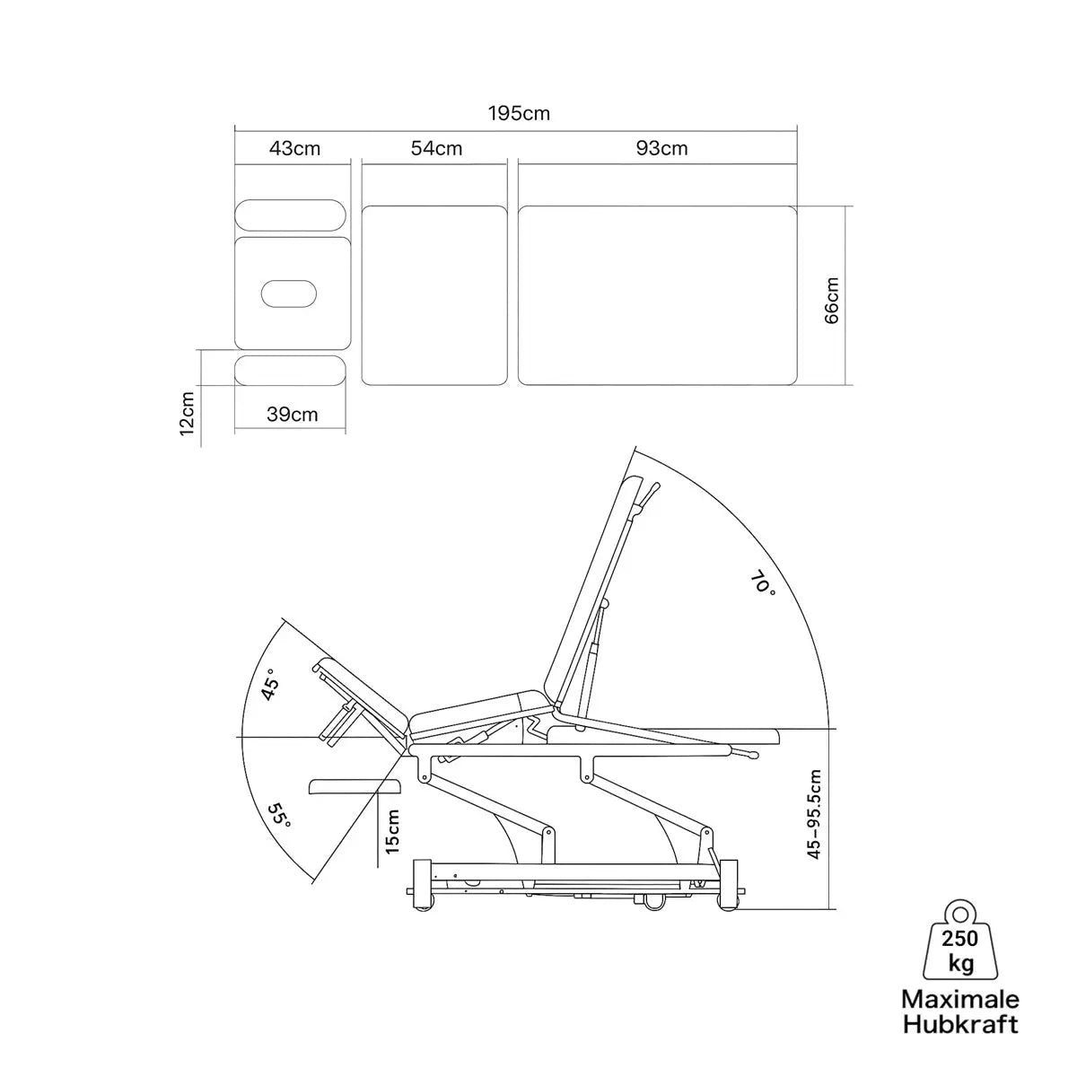Therapieliege SPLIT elektrisch 5-Segmente Coinfycare
