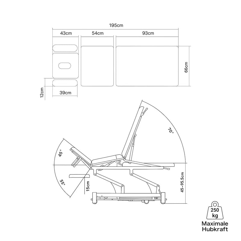 Therapieliege SPLIT elektrisch 5-Segmente Coinfycare