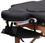 Massage table arm loop on the headrest
