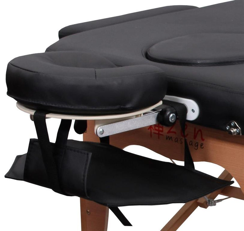 Massage table arm loop on the headrest