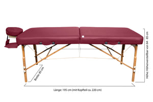 Zen Massage Ware BigOne, Mobile Massageliege, Seitenansicht Abmessungen