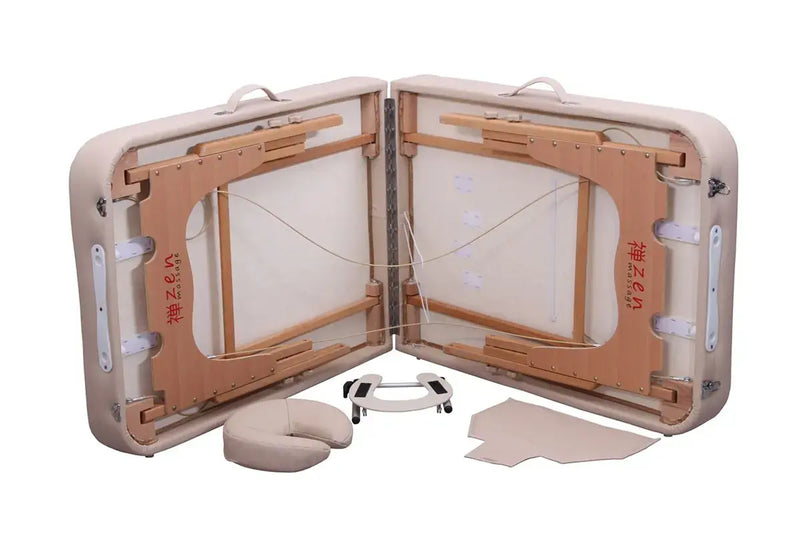 Zen Massage Ware FlatTop, mobile Massageliege, Farbe Creme, geklappt