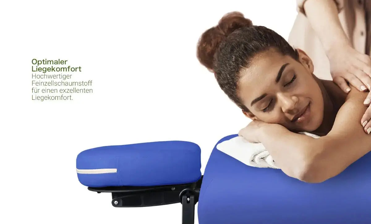 Zen Massage Ware Startup, mobile Massageliege, koenigsblau, atmosphaere