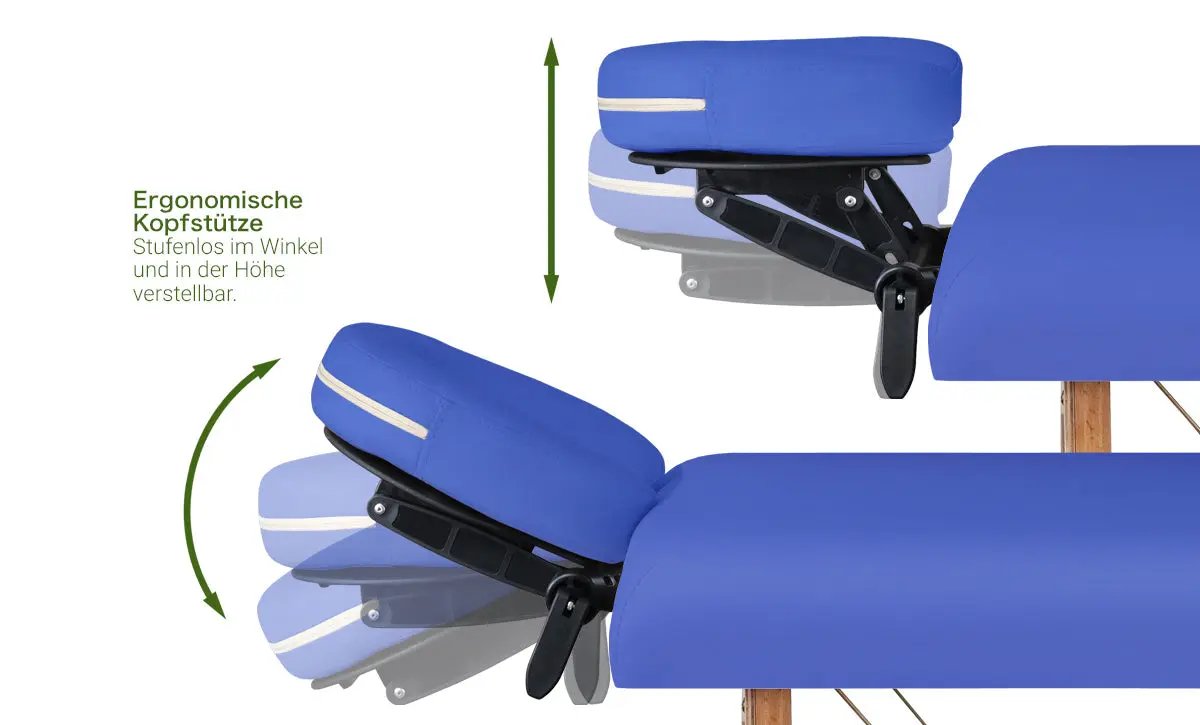 Zen Massage Ware Startup, mobile Massageliege, koenigsblau, Kopfstuetze